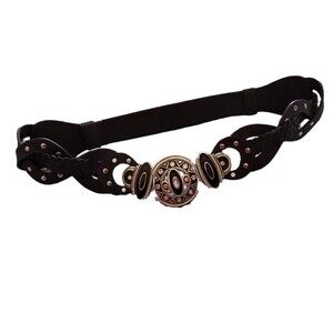 Vintage NWOT Chico's women's leather and metal belt, adjustable,35" - 43" brown